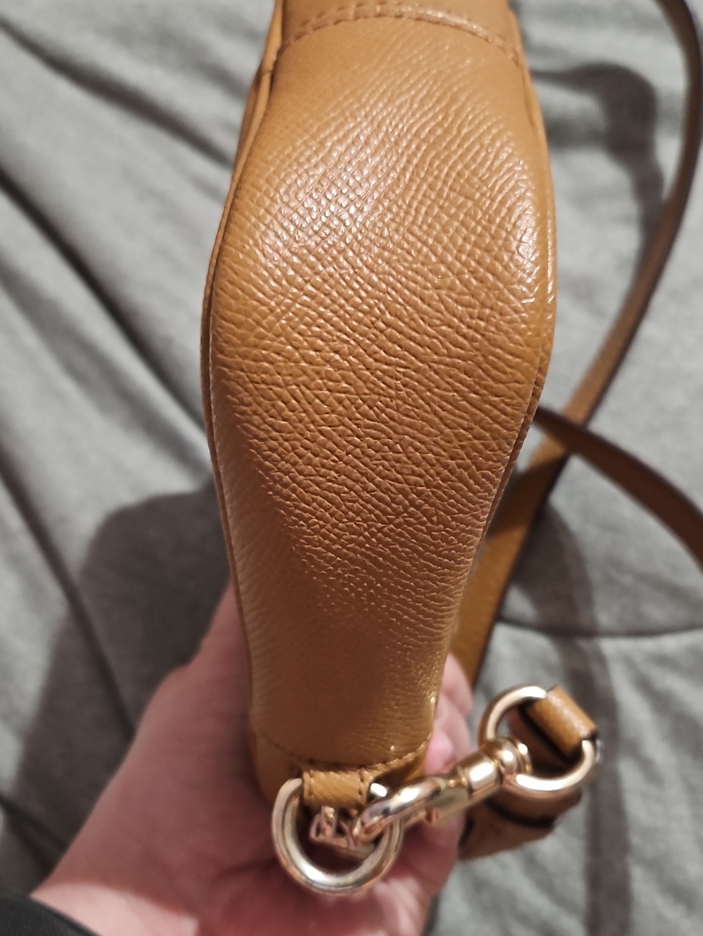 Coach Caramel Pebbled Leather Crossbody Bag with Gold Hardware (F80589) - Picture 12 of 13